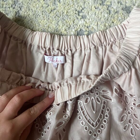 parker cathy light pink ruffle off the shoulder top - Picture 2 of 3